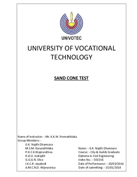 (PDF) Sand Cone test | Dhamsara Godakanda - Academia.edu