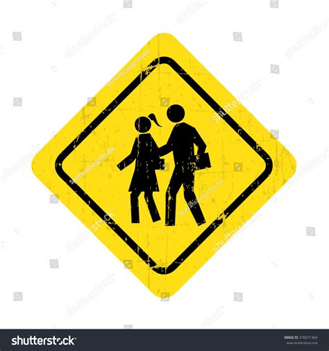 School Crossing Sign Grungy Effect Stock Vector Illustration 376071364 ...