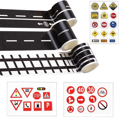 STBNVF 3 Rolls Road Tape, Road Tape for Toy Cars, Road Sign, Floor ...