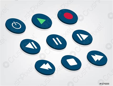 Symbol icon set media player control white round buttons vector - stock ...