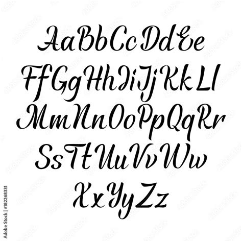 Handwritten vector aphabet. Hand drawn lettering font. Brush script ...