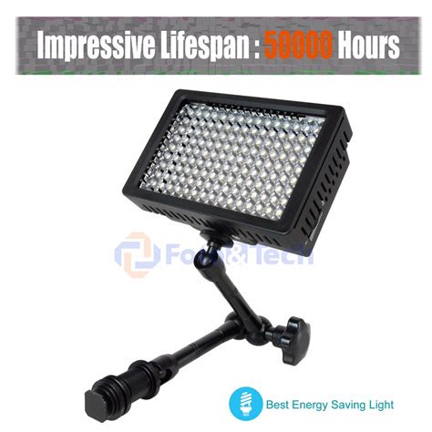 Foto&Tech Dimmable 160 LED Panel Video Light+Magic Arm/3 Filters/Case