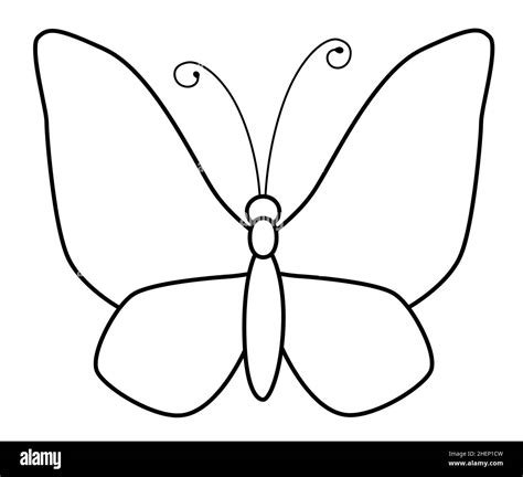 Butterfly black and white outline illustration. Coloring book or page for kids Stock Vector ...