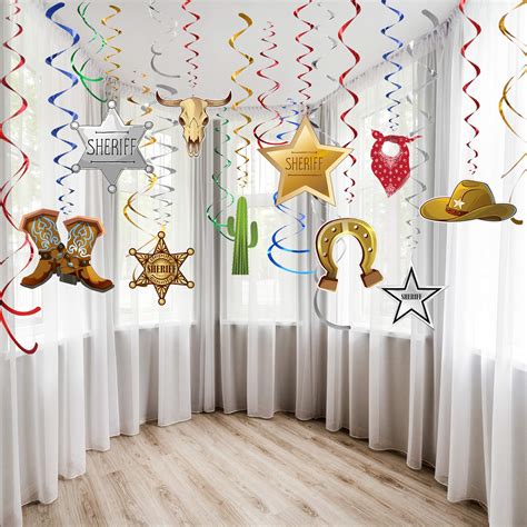 Buy Blulu Western Party Decorations Pack Hanging Swirls Foil Swirls ...