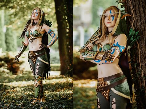 Alleria Warcraft Cosplay Windrunner Elf Mage Archer Bow Costume Elven ...