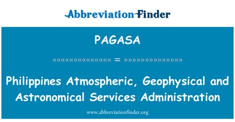 PAGASA 代表 菲律宾大气、 地球物理和天文服务管理 - Philippines Atmospheric, Geophysical and ...