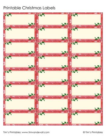 Christmas Labels – Red – Tim's Printables