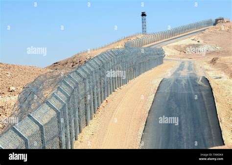 An Egyptian border guard tower stands on the Egyptian side of the newly ...