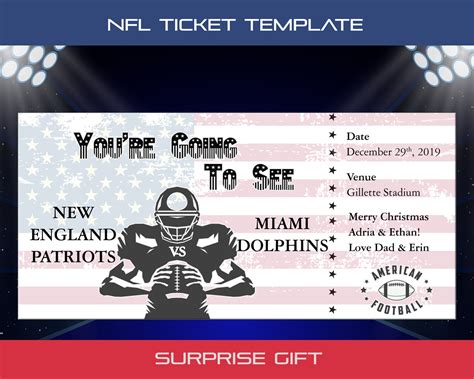 NFL Ticket American Football Ticket NFL Ticket Template - Etsy