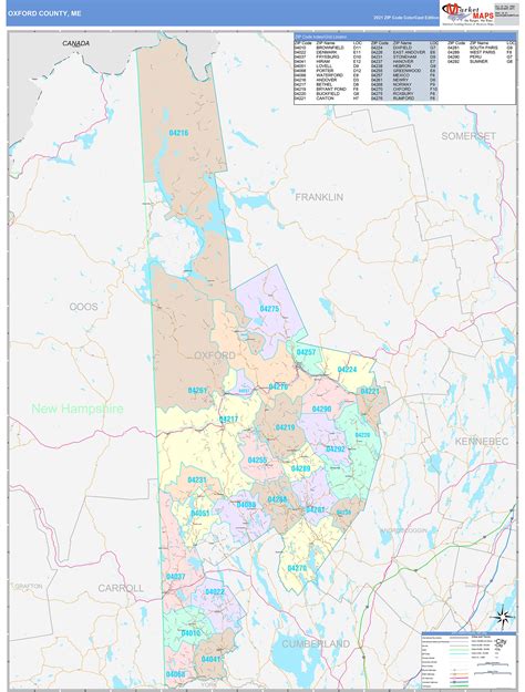 Oxford County, ME Wall Map Color Cast Style by MarketMAPS - MapSales.com