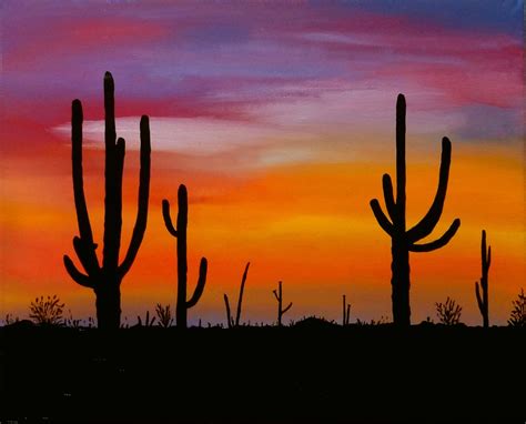 Saguaro Cactus Painting Arizona Original Art Landscape Wall | Etsy in 2021 | Desert painting ...