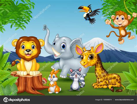 Cartoon Wild Animal Jungle Stock Illustration by ©tigatelu #195998874