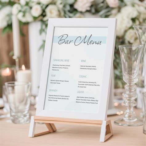 Wedding Bar Menu Design on Wedding Food Menu PSD Mockup | Mediamodifier