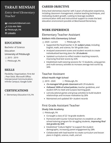 5 Entry-Level Elementary Teacher Resume Examples [& Templates]