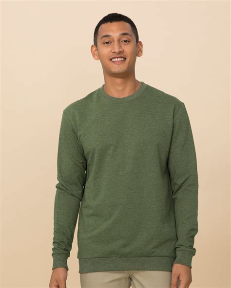 Buy Army Green Melange Light Sweatshirt for Men Online at Bewakoof