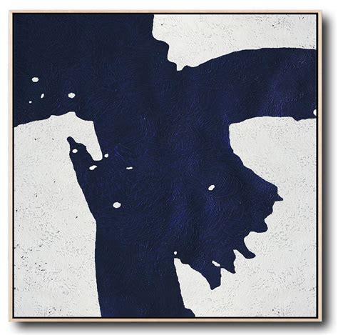 Minimalist Navy Blue And White Painting - Art Paintings For Sale Large