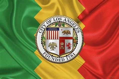 Los Angeles City Seal over Flag of L.A. Digital Art by Serge Averbukh ...