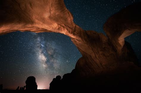 Wallpaper night, USA, stars, arch, Utah, Milky Way, Milky Way, Arches National Park, Utah ...