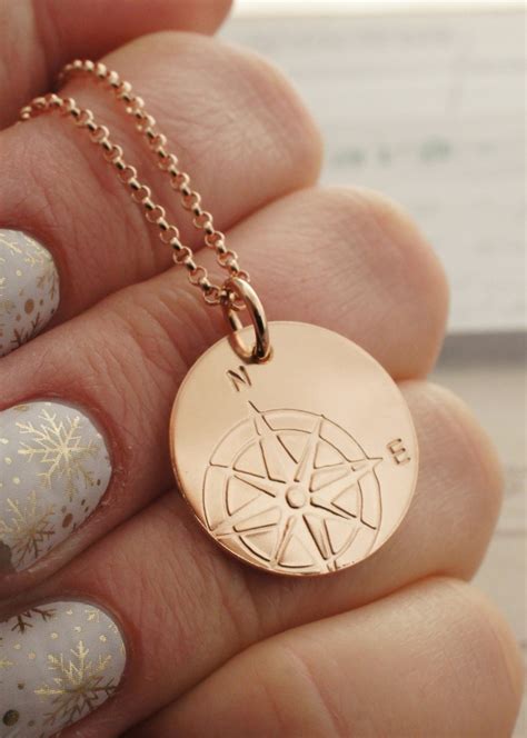 Rose Gold Filled Compass Necklace Compass Pendant in 14K