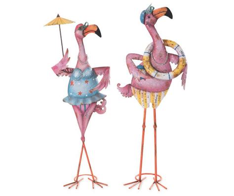 Pink Flamingo 2-Piece Metal Garden Decor Set - Big Lots | Pink ...