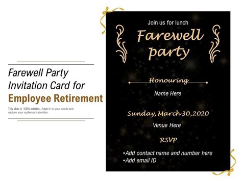 Farewell Party Invitation Card For Employee Retirement | Presentation Graphics | Presentation ...