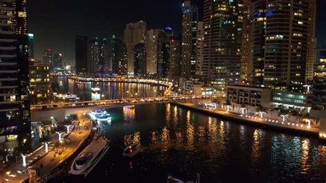 Dubai Marina by night stock photo. Image of scenic, promenade - 86840460