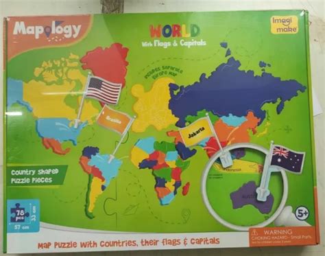 MAPOLOGY WORLD MAP Puzzle With Countries,Flags & Capitals Made From Foam (78Pcs) EUR 52,80 ...