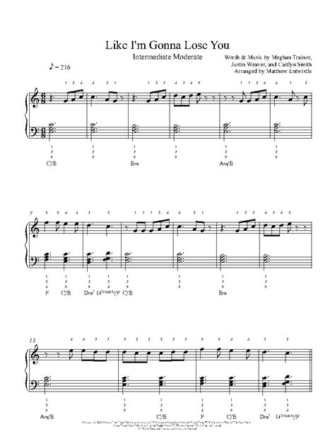 Like I'm Gonna Lose You by Meghan Trainor ft. John Legend Sheet Music & Lesson | Intermediate Level