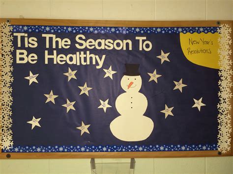 Winter bulletin board. All the stars have ideas for healthy New Years ...