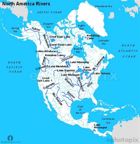 North America Rivers Map | North america map, America map, World geography