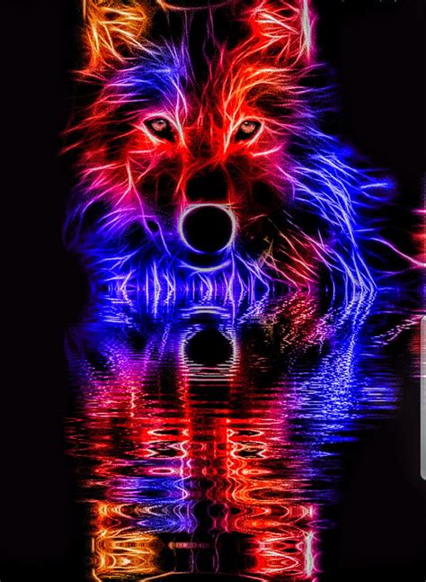 Galaxy wolf, blue, neon, red, wolves, HD phone wallpaper | Peakpx