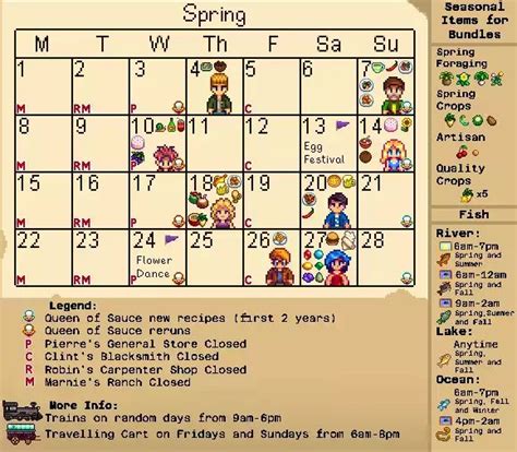 Stardew Valley Calendar with Gifts/Bundles/Events etc. - Imgur ...