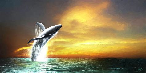 Whale Breaching Painting by Stephen Heidelberg