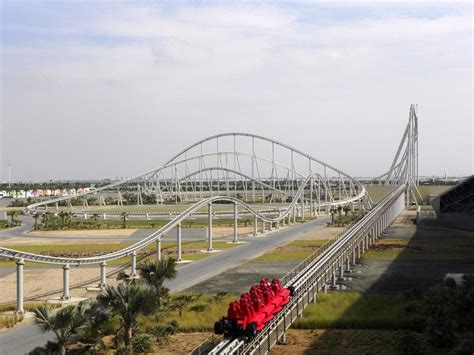 Formula Rossa - world's fastest roller coaster 150 mph, 0-100 in 2 seconds - Ferrari World, Abu ...