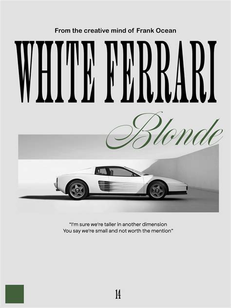 Frank ocean •white Ferrari• poster | Poster, Idee, Cose