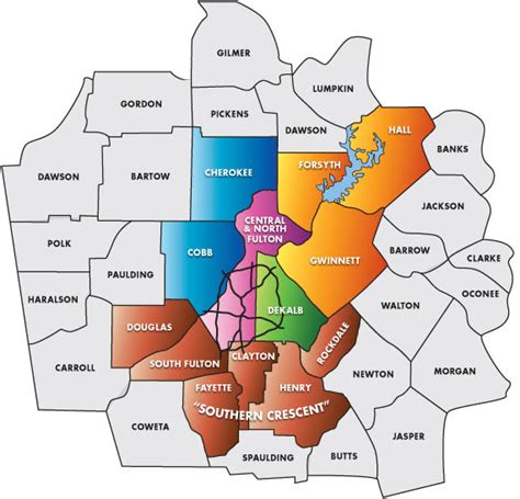 Atlanta Map By County | Cities And Towns Map