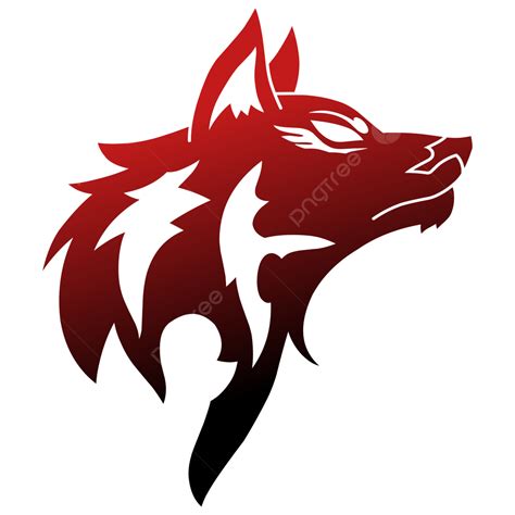 Red Wolf Head Logo With Wing Marks Under Eyes, Red Wolf, Wolf Head, Werewolf PNG and Vector with ...