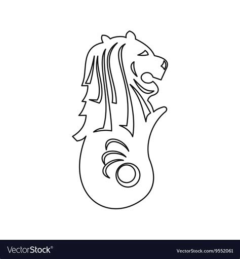 Merlion statue singapore icon outline style Vector Image