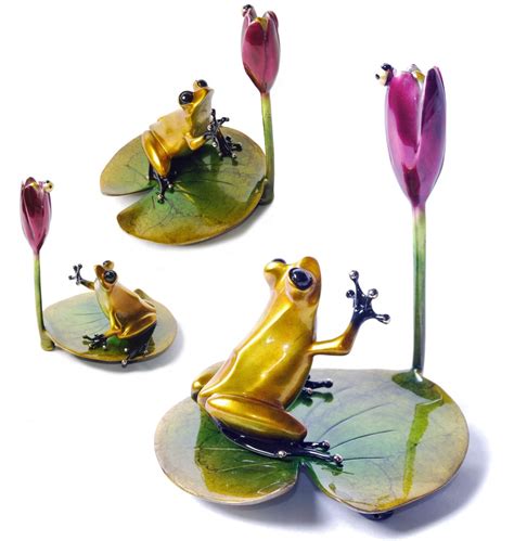 Frogman Bronze Frog Sculptures Holly Water Lily