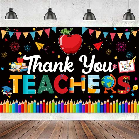 Buy Teacher Appreciation Banner, 71'' x 43'' Thank You Teachers Banner ...