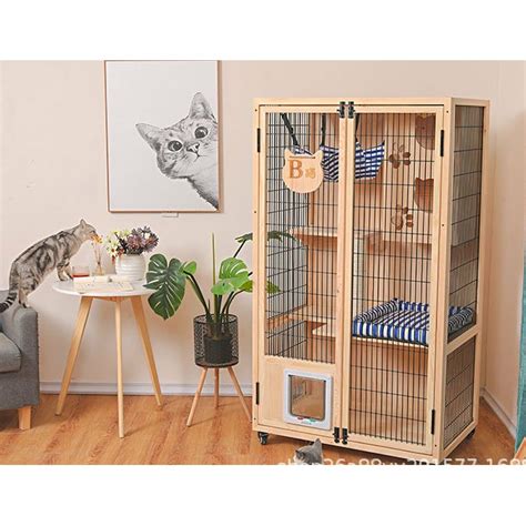 N1-B Waterproof luxurious solid wood waterproof cat cage, indoor super ...