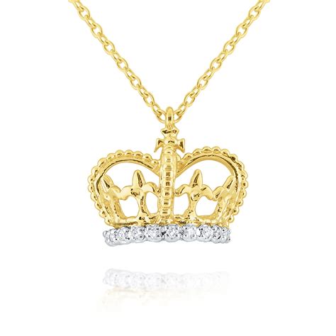 14k Gold and Diamond Crown Necklace