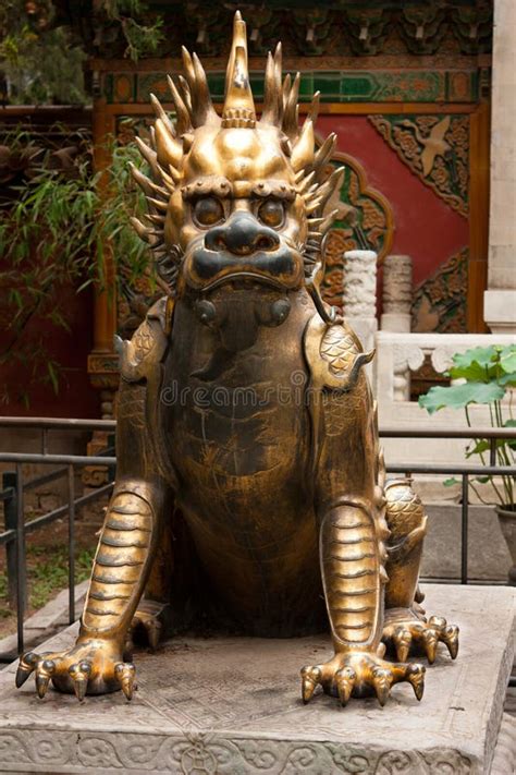 Statue of the Mythical Qilin in the Imperial Palace, Beijing Stock ...