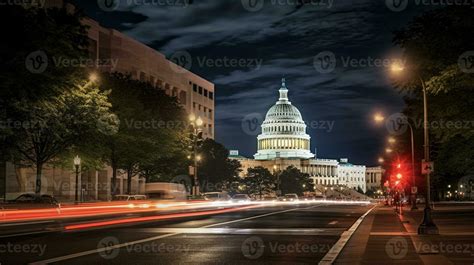 Night view of United States Capitol. Generative AI 34237580 Stock Photo at Vecteezy