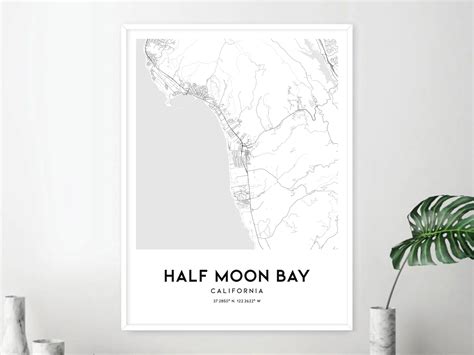 Half Moon Bay Map Print, Half Moon Bay Map Poster Wall Art, Ca City Map ...