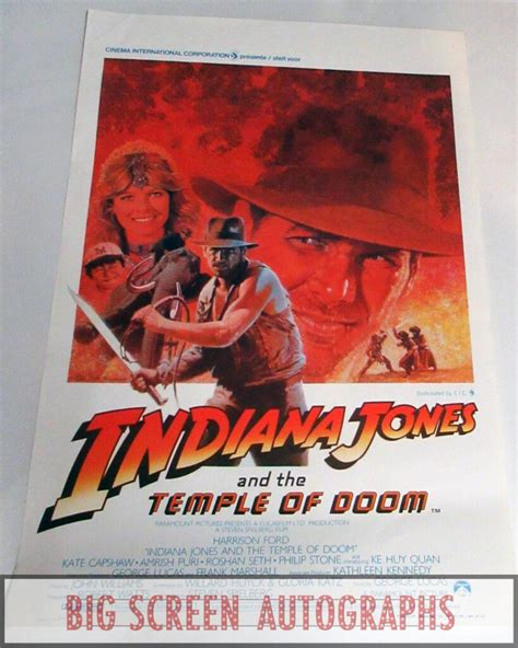 Indiana Jones and the Temple of Doom poster | Big Screen Autographs