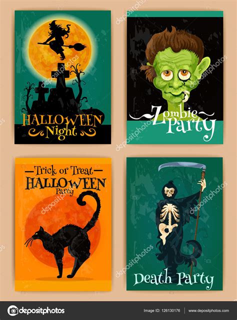 Stylized retro posters for Halloween party Stock Vector Image by ...