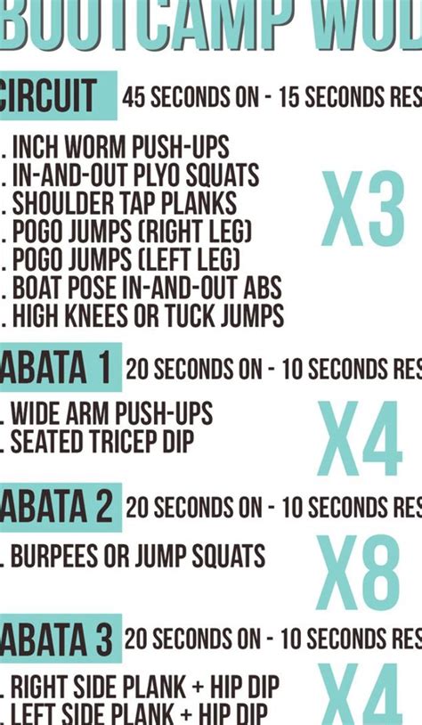 a poster with instructions for how to use the boot camp workout