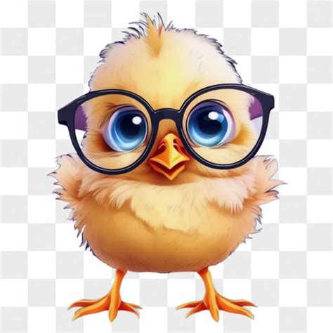 Download Yellow Chicken with Glasses Cartoons Online - Creative Fabrica