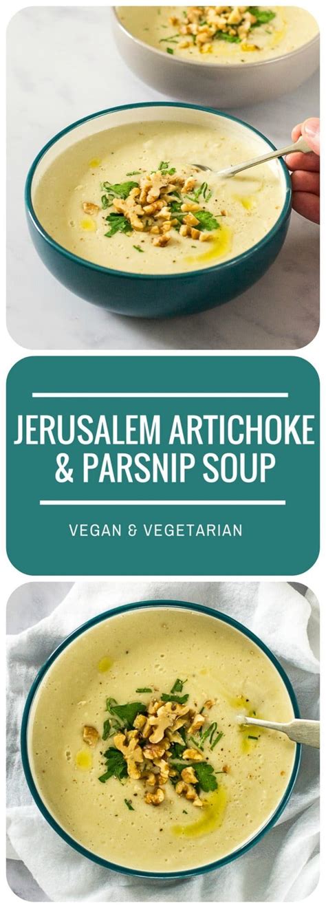 Roasted Jerusalem Artichoke & Parsnip Soup (#Vegan) | Artichoke recipes, Vegan soup recipes ...